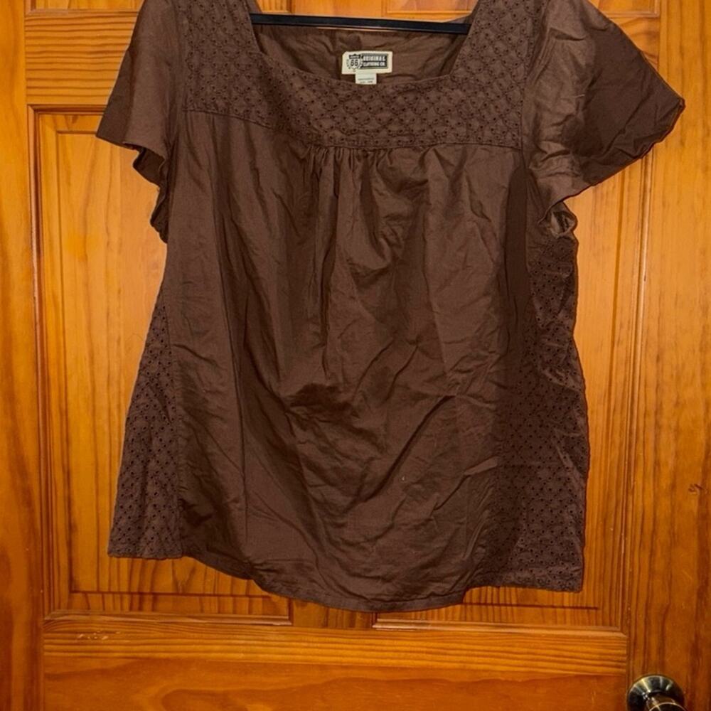 Y2K Route 66 Original Clothing CO. Brown Cotton Flowy Shirt Size 1X